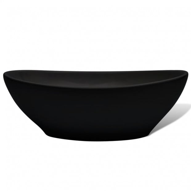 Luxury Ceramic Basin Oval-shaped Sink Black 40 x 33 cm Image 5