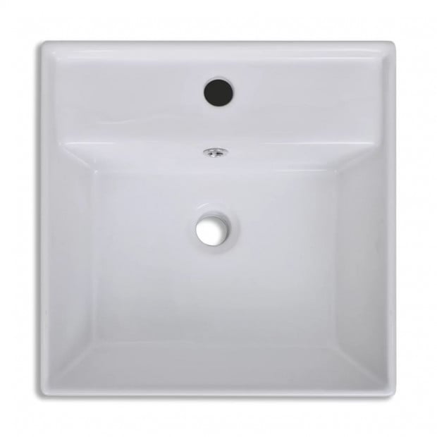 Ceramic Basin Square with Overflow and Faucet Hole 41 x 41 cm Image 5