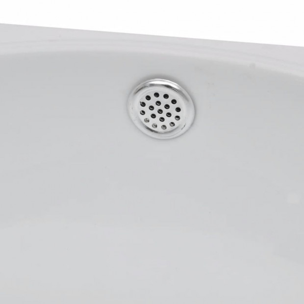 Ceramic Sink Basin Faucet & Overflow Hole Bathroom White Image 5
