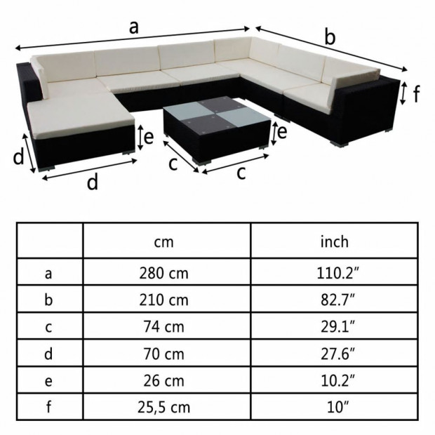 Rattan 24pc Outdoor Garden Furniture Seat Set - Black