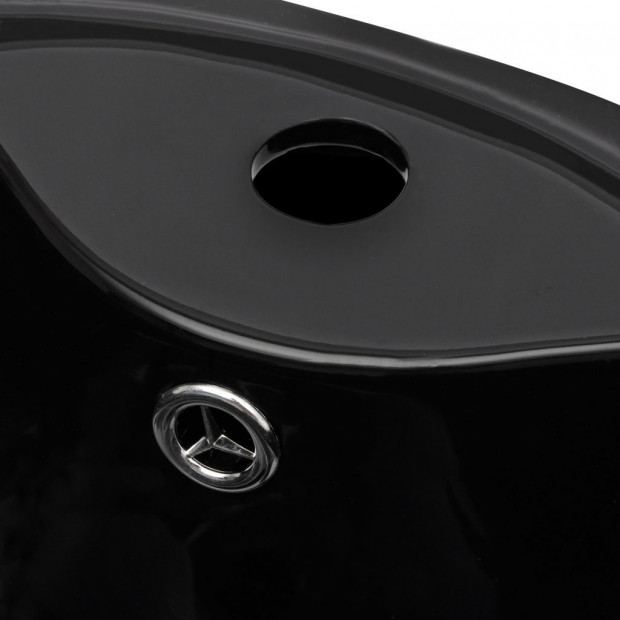 Ceramic Stand Bathroom Sink Basin Faucet/Overflow Hole Black Round Image 5