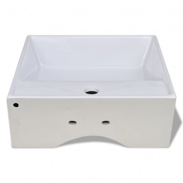 Ceramic Basin Square with Overflow and Faucet Hole 41 x 41 cm Image 6