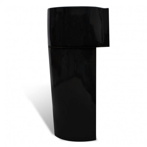 Ceramic Stand Bathroom Sink Basin Faucet/Overflow Hole Black Round Image 6