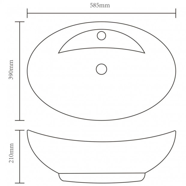 Luxury Ceramic Basin Oval with Overflow and Faucet Hole Image 7