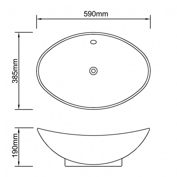 Luxury Ceramic Basin Oval with Overflow 59 x 38.5 cm Image 7