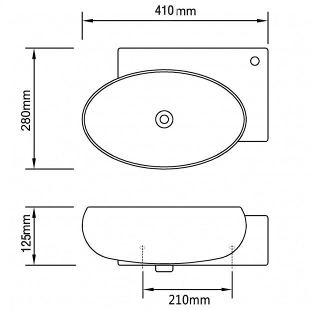 Ceramic Sink Basin Faucet & Overflow Hole Bathroom White Image 7