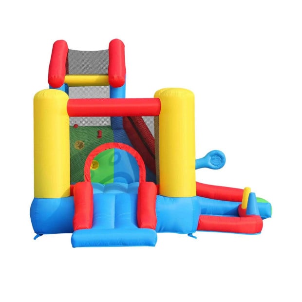 Happy Hop 7-in-1 Inflatable Bounce Jumping Castle Playhouse with Slide Image 5