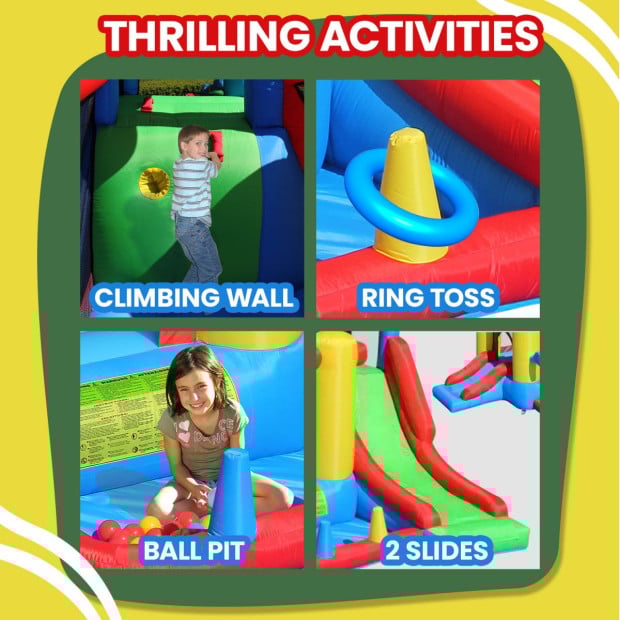 Happy Hop 7-in-1 Inflatable Bounce Jumping Castle Playhouse with Slide Image 6
