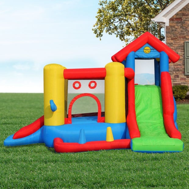 Happy Hop 7-in-1 Inflatable Bounce Jumping Castle Playhouse with Slide Image 7