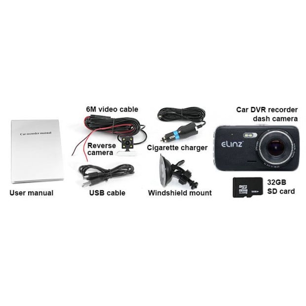 Elinz 4.0in Lcd Dash Cam Dual Camera Reversing Car 1296p Fhd Image 7