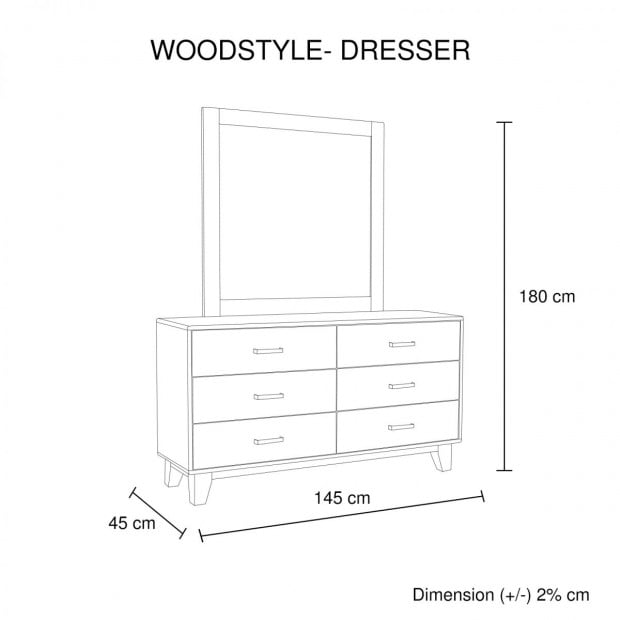 Woodstyle Vintage Style Dresser 6 Drawers Image 7