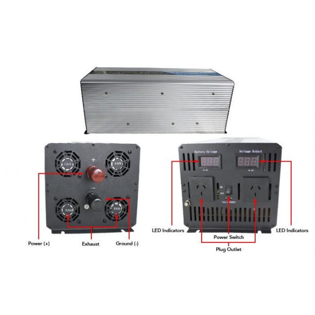 Elinz 5000w/10000w Pure Sine Wave Power Inverter 12v-240v Aus Image 7