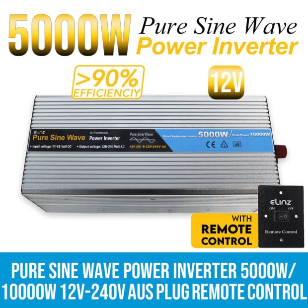 5000w/10000w Pure Sine Wave Power Inverter 12v-240v Aus Plug RC Image 2