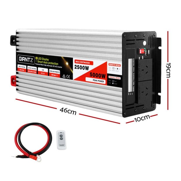 Power Inverter 12V To 240v 2500w/5000w Pure Sine Wave Camping Car Boat Image 2