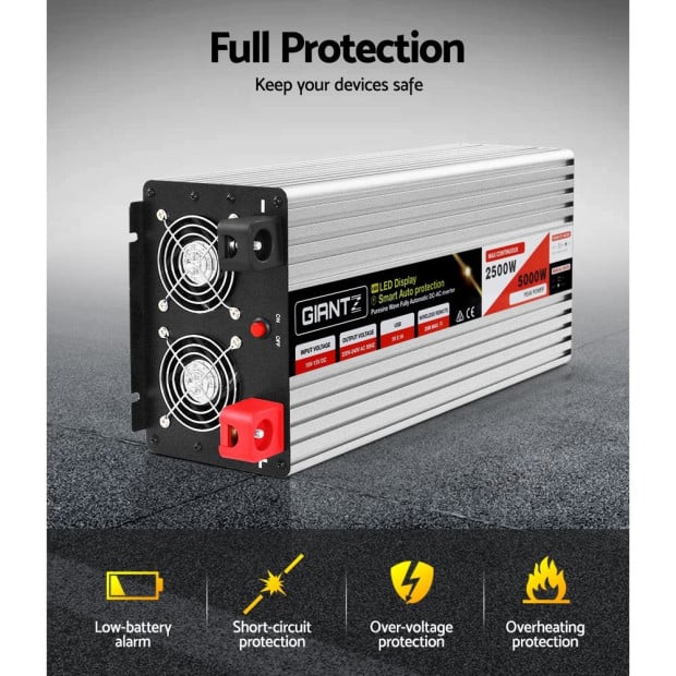 Power Inverter 12V To 240v 2500w/5000w Pure Sine Wave Camping Car Boat Image 5