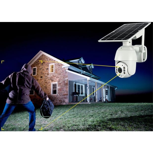 Elinz Wireless Solar Security Wifi Ip 1080p Ptz Outdoor Camera Cctv Image 4