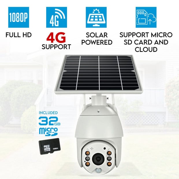 Wireless Solar Security Camera Cctv Waterproof Digital Zoom 32GB Image 2