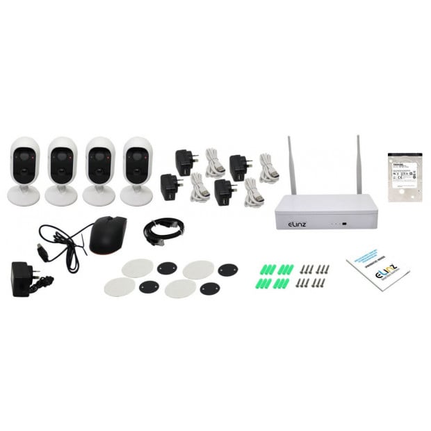 Elinz 4ch Wireless Wire-free Home Battery Security 1080p Hd Wifi Image 7
