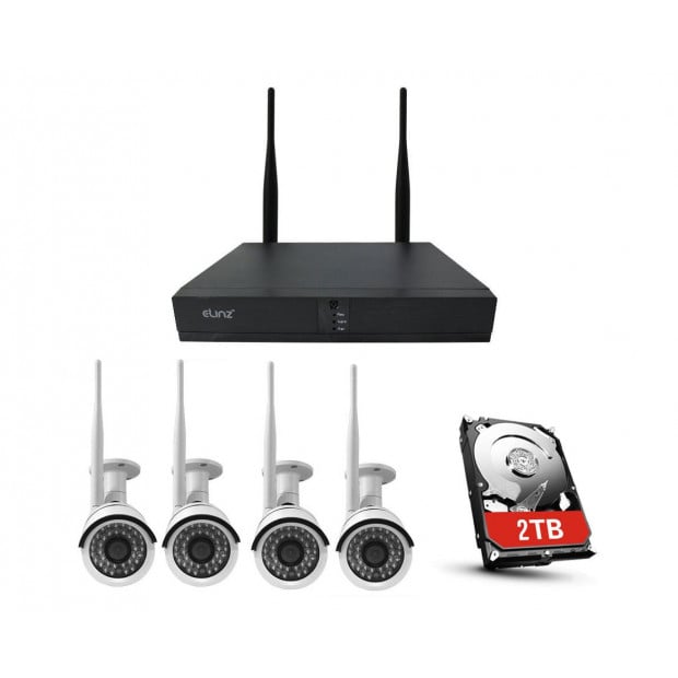 Elinz 4ch Cctv Wireless Security System 2mp Ip Wifi 4x Camera 1080p Image 5