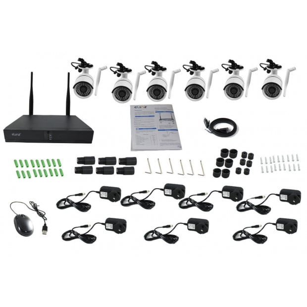 Elinz 8ch Cctv Wireless Security System 2mp Ip Wifi 6x Camera 1080p Image 6