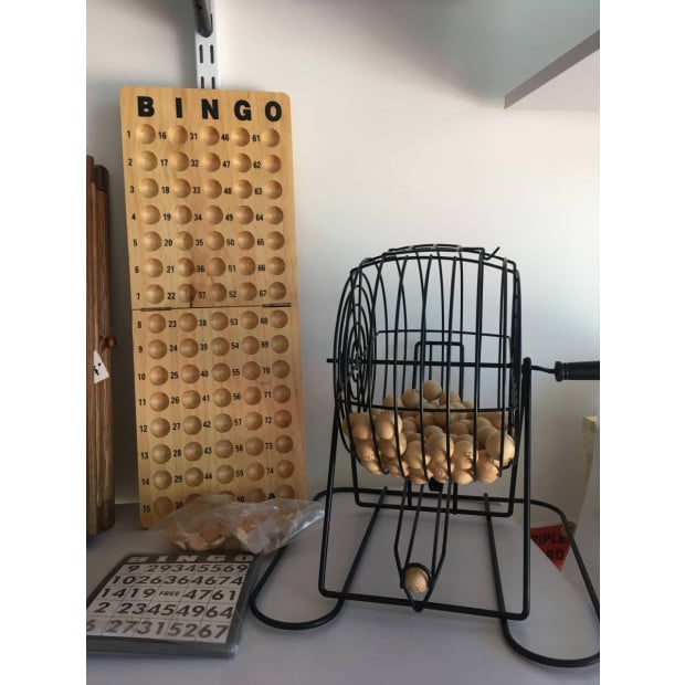 Bingo 75 Player Set With Metal Cage & Wooden Scoreboard Image 4