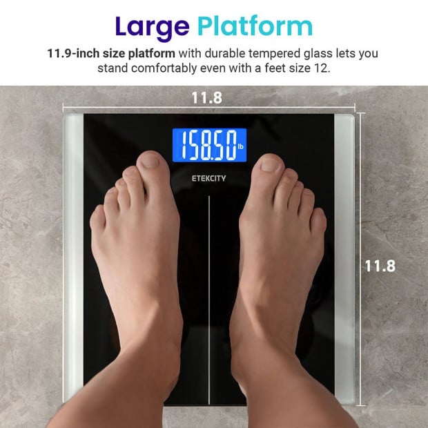 Etekcity Digital Body Weight Bathroom Scale - Black Image 5