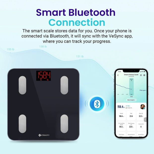 Etekcity Smart Wifi Scale For Body Weight - Black Image 5