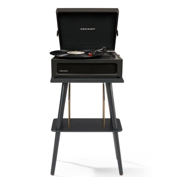 Crosley Voyager Bluetooth Portable Turntable Entertainment Stand Black
