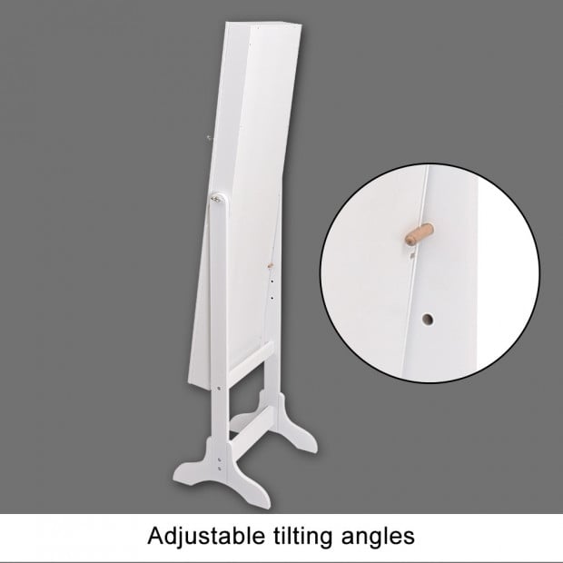 Mirror Jewellery Standing Cabinet White Image 3