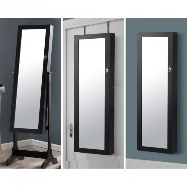 Led Light Full Length Mirror Wooden Jewellery Cabinet