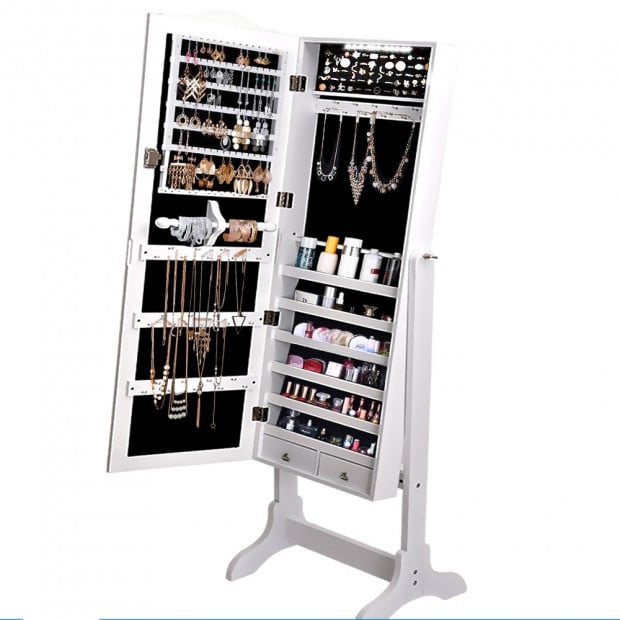 Led Light Full Length Mirror Jewellery Cabinet 3 Ways Stand