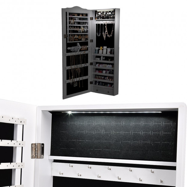 Led Light Full Length Mirror Jewellery Cabinet 3 Ways Stand Image 3