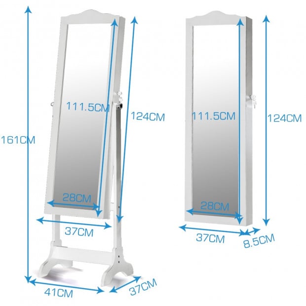 Led Light Full Length Mirror Jewellery Cabinet 3 Ways Stand Image 4