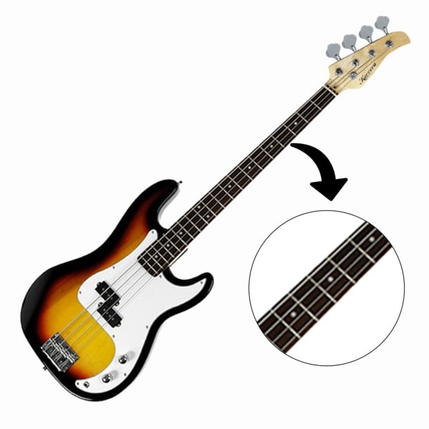 Karrera Electric Guitar Bass Music 4-String Instrument Full Size Sunburst Image 6