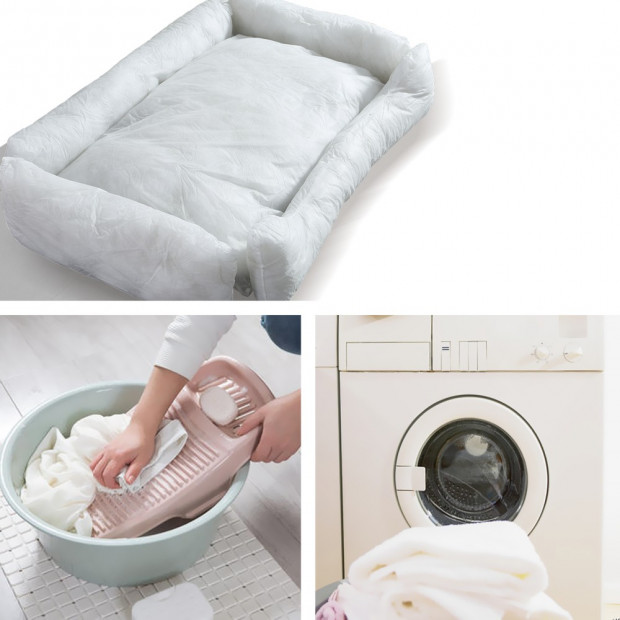 Soft Lining Washable Pet Bed Mat Cushion Blue L-size Image 5