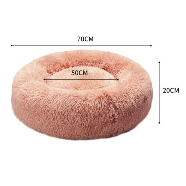 Pet Bed Cat Dog Donut Nest Calming Kennel Cave Deep Sleeping Pink Image 3