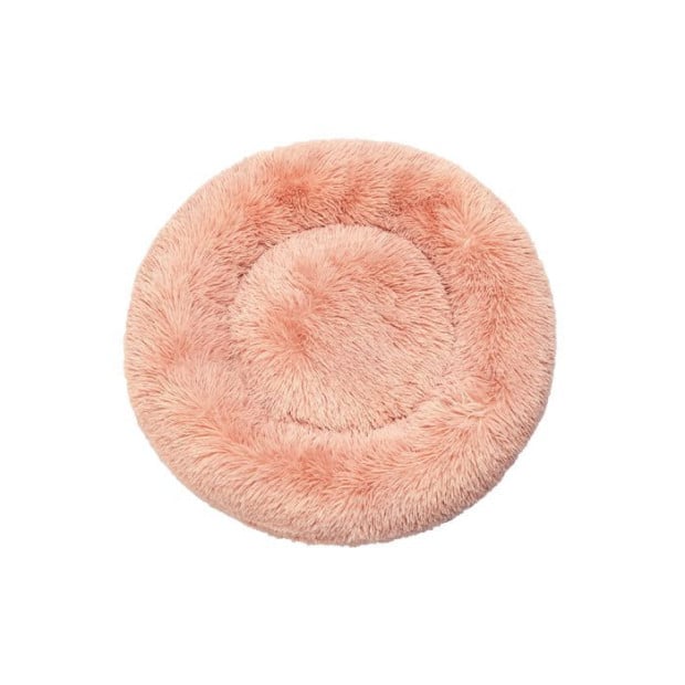 Pet Bed Cat Dog Donut Nest Calming Kennel Cave Deep Sleeping Pink-M Image 2