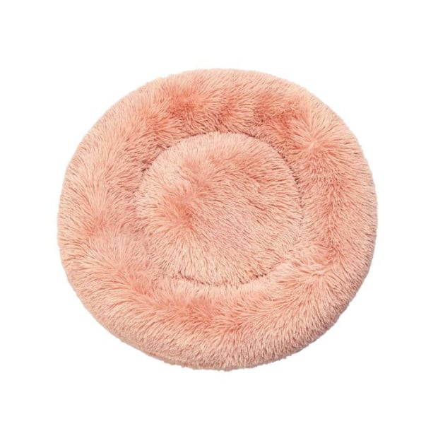 Pet Bed Cat Dog Donut Nest Calming Kennel Cave Deep Sleeping Pink XL Image 2