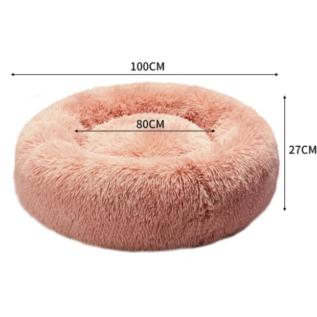 Pet Bed Cat Dog Donut Nest Calming Kennel Cave Deep Sleeping Pink XXL Image 3