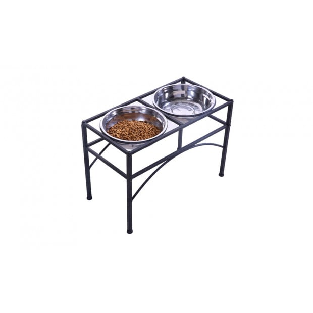 Dual Elevated Raised Pet Feeder Bowl Stainless - Small Image 5