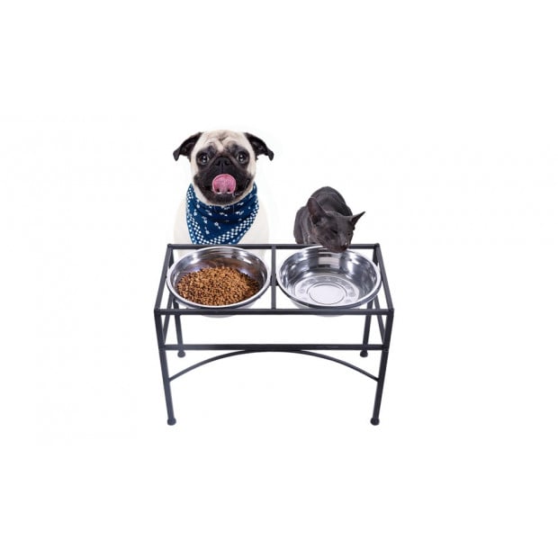 Dual Elevated Raised Pet Feeder Bowl Stainless - Small Image 3
