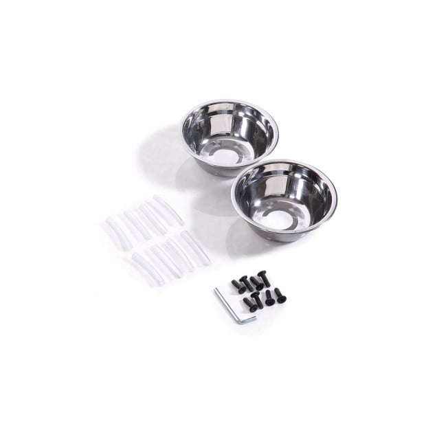 Dual Elevated Raised Pet Feeder Bowl Stainless - Small Image 4