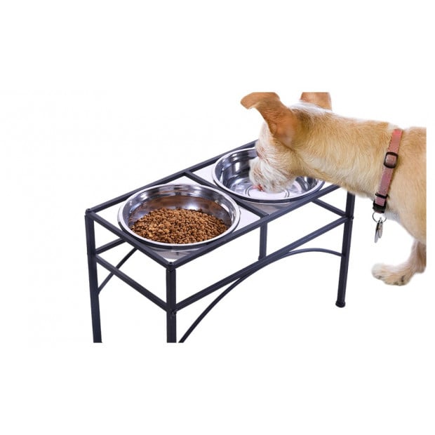 Dual Elevated Raised Pet Feeder Bowl Stainless - Small