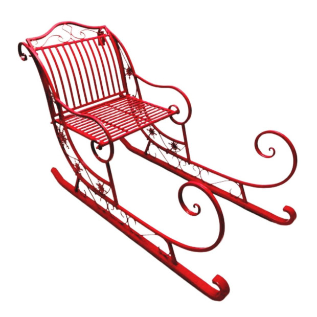 Christmas Sleigh with Red Finish- Metal 150cm Image 2