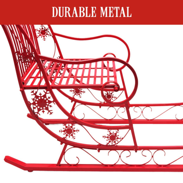 Christmas Sleigh with Red Finish- Metal 150cm Image 5