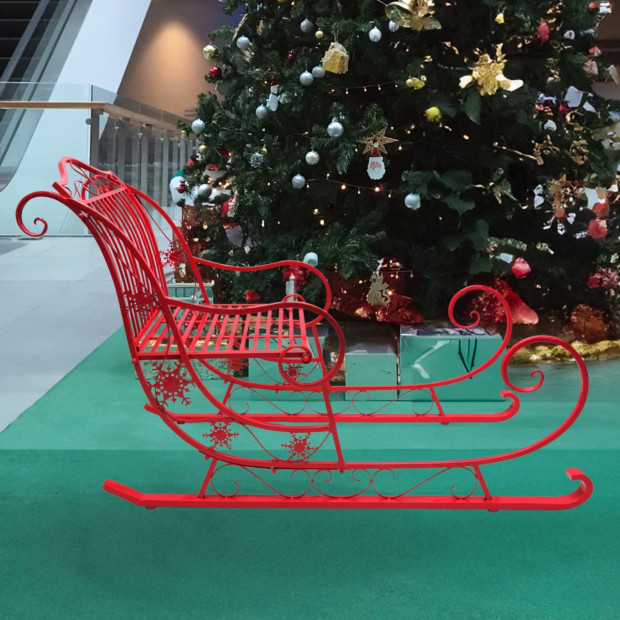 Christmas Sleigh with Red Finish- Metal 150cm Image 6