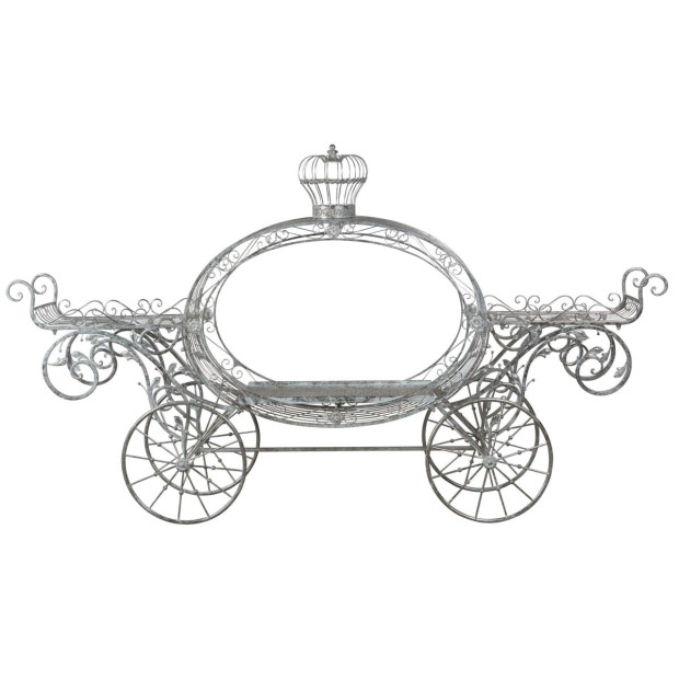 258cm Silver and White Metal Pumpkin Carriage Image 2