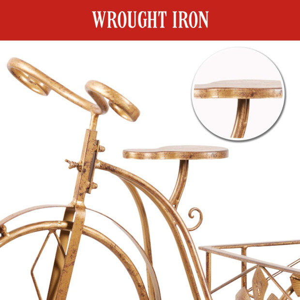 Antique Gold Bicycle Display Metal Christmas Decor Image 7
