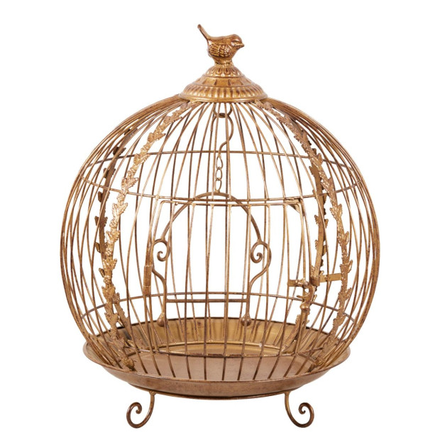Antique Gold Bird Cage Display Metal Christmas Decor Image 2