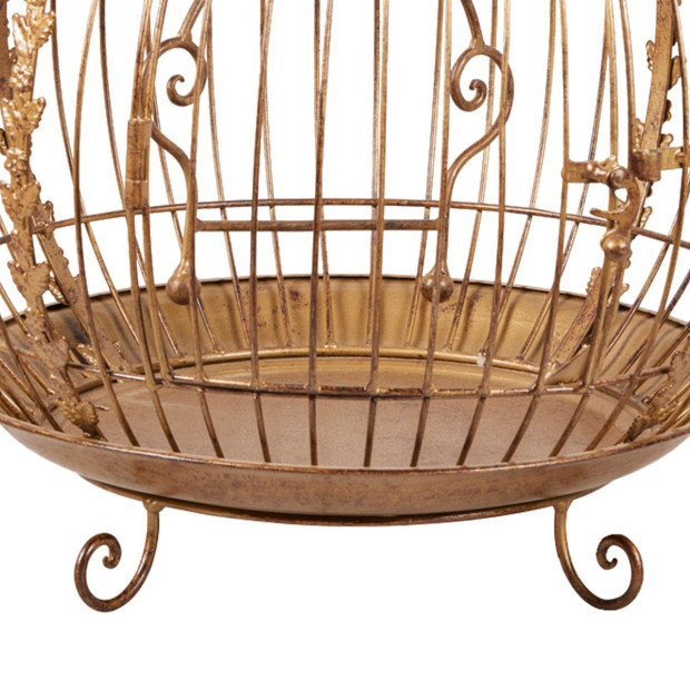 Antique Gold Bird Cage Display Metal Christmas Decor Image 3